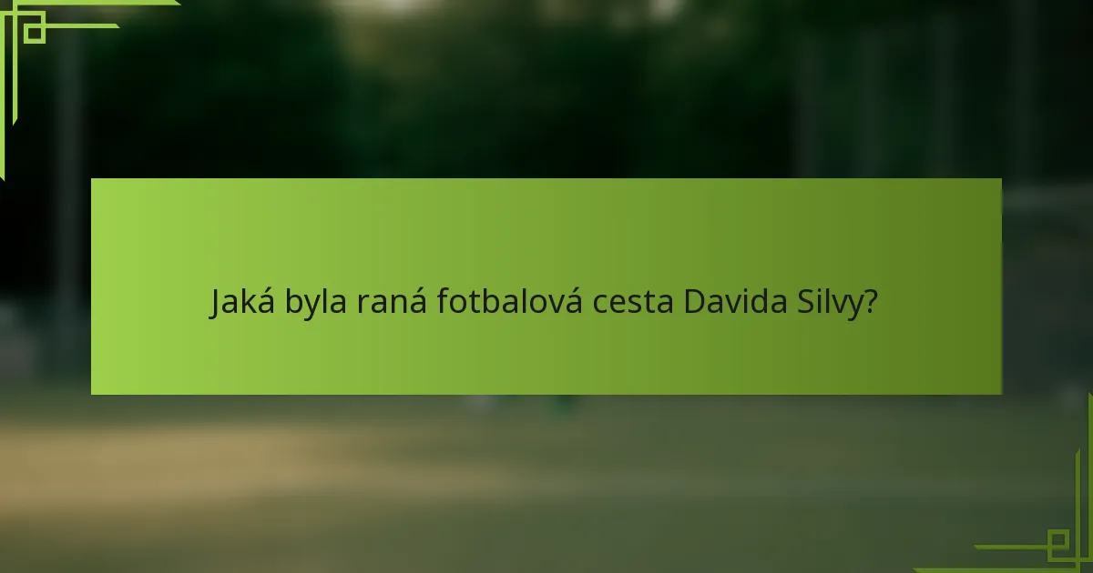 Jaká byla raná fotbalová cesta Davida Silvy?