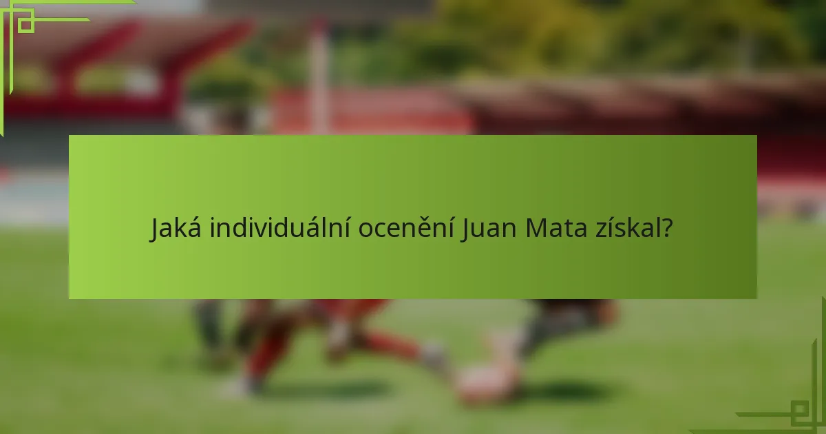 Jaká individuální ocenění Juan Mata získal?