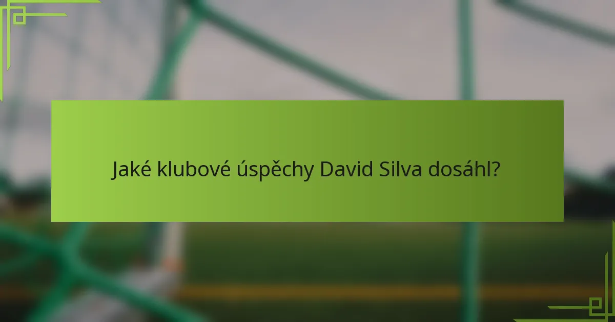 Jaké klubové úspěchy David Silva dosáhl?